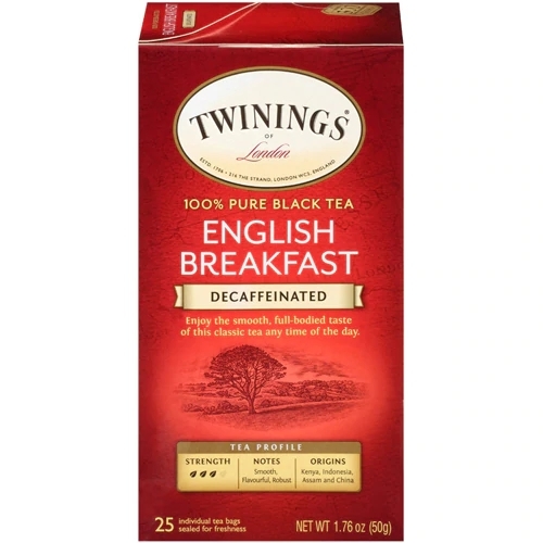 Chá Inglês Café da Manhã Descafeinado Twinings Classics - 25 Sachês (50g)