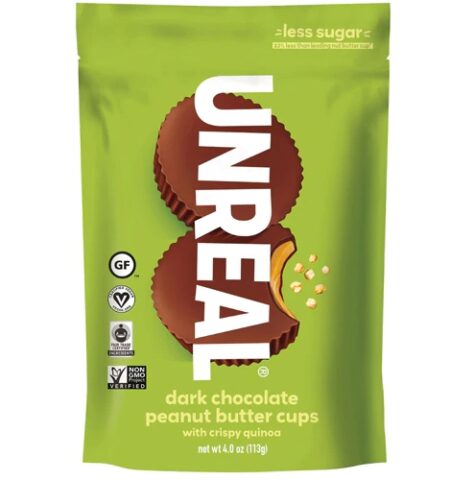 Unreal Peanut Butter Cups Vegan Gluten Free Crispy Dark Chocolate -- 4 oz