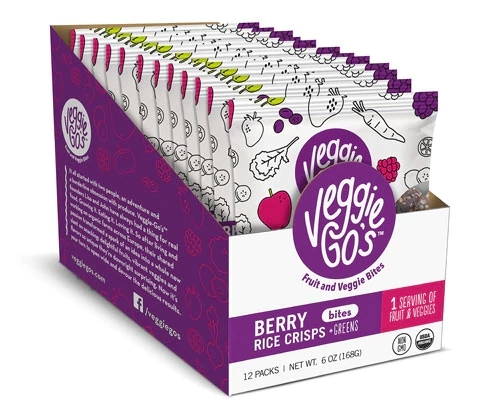 Veggie-Go's Lanches Orgânicos de Frutas e Vegetais Sem Glúten Sabor Frutas Vermelhas com Crisps de Arroz - Pack com 12 Unidades