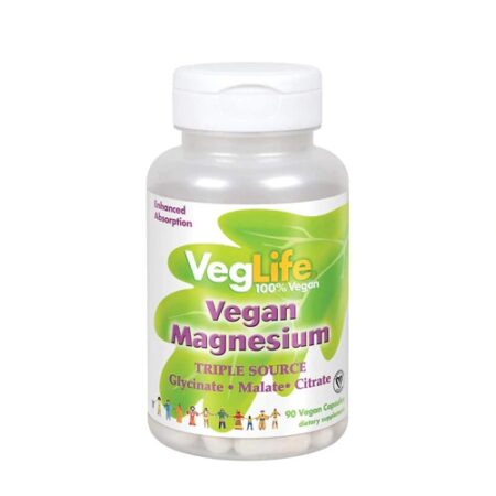 VegLife Vegan Magnesium Dietary Supplement -- 90 Vegan Capsules