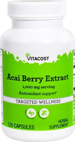 Extrato de Açaí Vitacost 1000mg por Dose - 120 Cápsulas: Poder Antioxidante para Sua Saúde