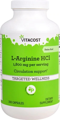 Vitacost L-Arginina HCl 1800mg por Dose - 300 Cápsulas: Potencialize Sua Saúde e Desempenho