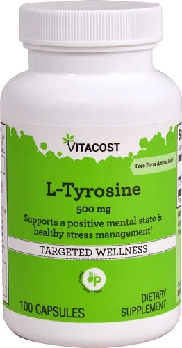 Vitacost L-Tirosina 500 mg - 100 Cápsulas: Foco e Bem-Estar Mental