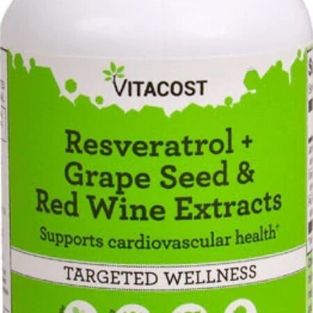 Resveratrol Vitacost com Extratos de Uva e Vinho Tinto – 120 Cápsulas — foto 1