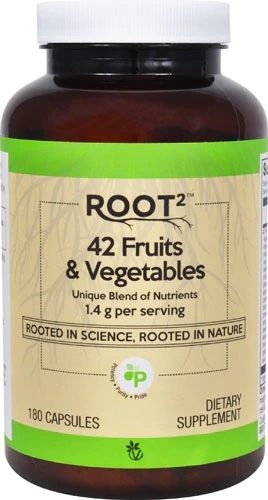 Vitacost ROOT2 42 Frutas e Vegetais - 180 Cápsulas - Potencial Antioxidante e Nutrição Completa