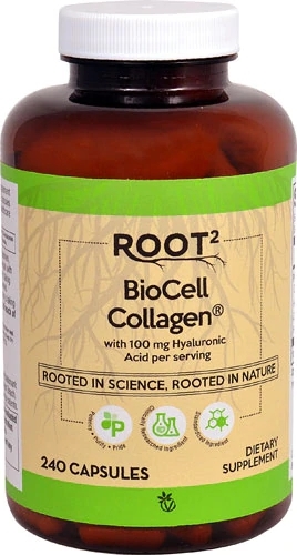 Vitacost ROOT2 BioCell Collagen® com 100mg Ácido Hialurônico - 240 Cápsulas