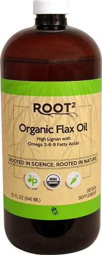 Óleo de Linhaça Orgânico Certificado ROOT2 Vitacost - 946ml (32 fl oz) - Rico em Ômega 3, 6 e 9 e Lignanas