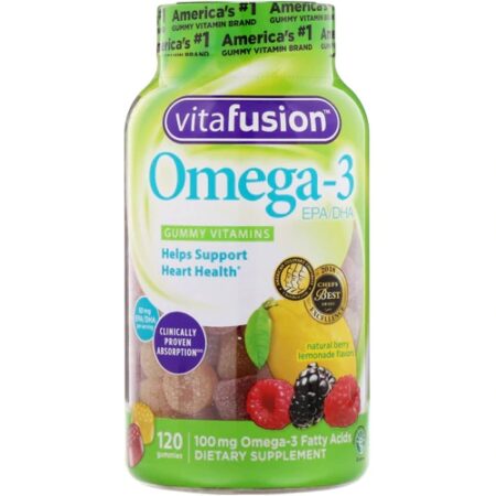 Vitafusion Omega 3 EPA DHA Natural Berry Lemonade -- 120 Gummies