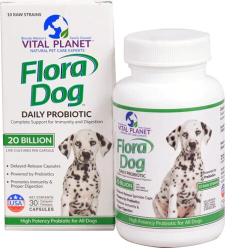 Vital Planet Flora Dog Daily Probiotic -- 20 billion - 30 Delayed Release Capsules