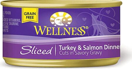 Wellness Canned Cat Food Grain Free Sliced Turkey Salmon -- 5.5 oz