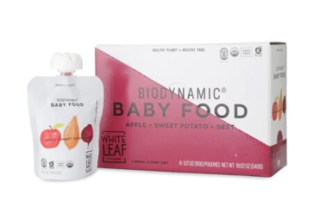 White Leaf Biodynamic Organic Baby Food Apple Sweet Potato & Beet -- 6 Pouches