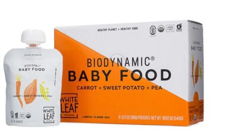 White Leaf Biodynamic Organic Baby Food Carrot Sweet Potato & Pea -- 6 Pouches