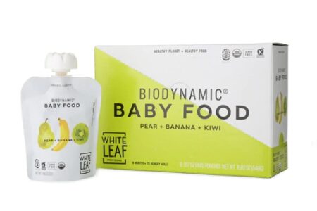 White Leaf Biodynamic Organic Baby Food Pear Banana & Kiwi -- 6 Pouches