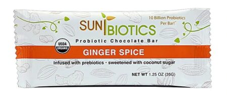 Windy City Organics Sunbiotics Organic Probiotic Raw Chocolate Bar Ginger Spice -- 1.25 oz