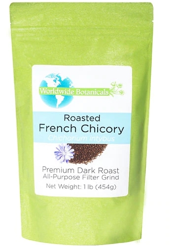 Café de Chicória Torrada WorldWide Botanicals French Chicory Filter Grind Premium Dark Roast - 454g