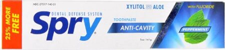 Xlear Spry® Anti-Cavity Toothpaste Xylitol and Aloe wth Fluoride Peppermint -- 5 oz