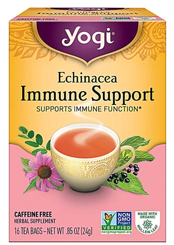 Chá Yogi Echinacea Immune Support Sem Cafeína – 16 Sachês Orgânicos para Imunidade