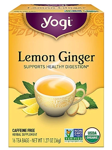 Chá Yogi de Ervas Limão Gengibre Sem Cafeína - 16 Sachês (Aprox. 28g)