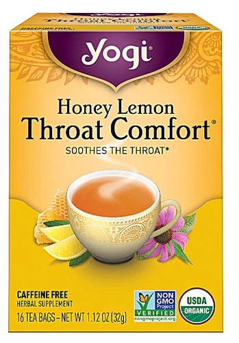 Chá de Ervas Yogi Throat Comfort® Mel Limão - 16 Sachês (Sem Cafeína)