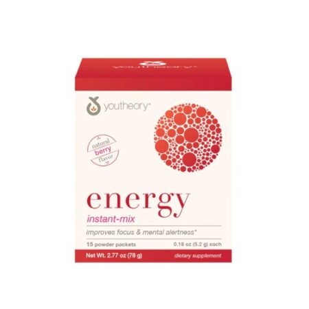 Youtheory Energy Instant-Mix Powder Natural Berry -- 15 Packets