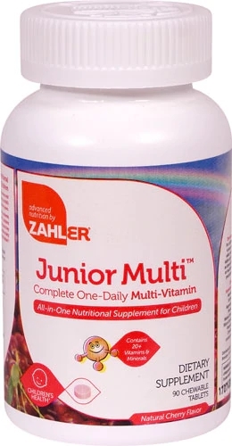 Zahler Junior Multi™ Vitamina Mastigável Sabor Cereja Natural - 90 Comprimidos