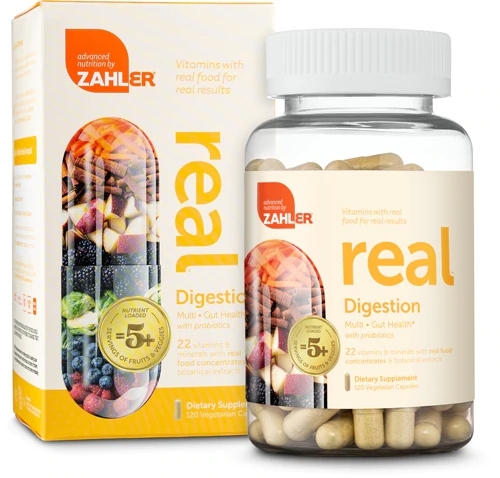 Zahler Real™ Digestion Multivitamínico Vegano - 120 Cápsulas Vegetarianas para Digestão e Bem-Estar