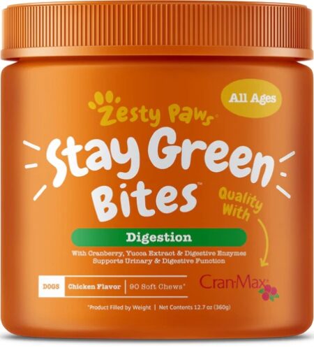 Zesty Paw Stay Green Bites Dog Supplement Chicken -- 90 Soft Chews