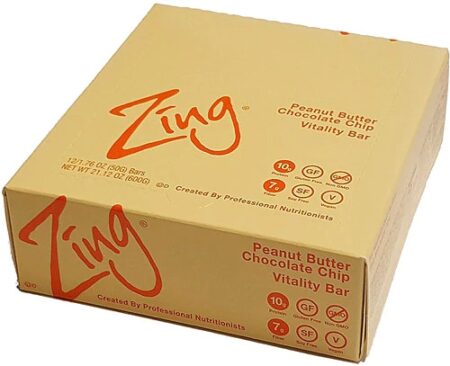 Zing Bars Vitality Bar Peanut Butter Chocolate Chip -- 12 Bars