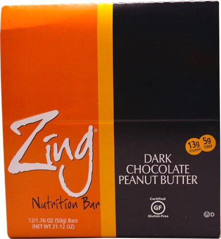 Zing Bars Whey Protein Bar Dark Chocolate Peanut Butter -- 12 Bars