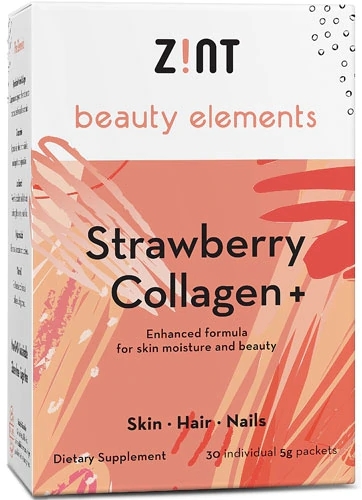 Colágeno Zint Beauty Elements Sabor Morango - Fórmula Avançada - 30 Sachês (Aprox. 150g)