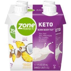 Zone Perfect Keto Shake Abacaxi Coco Pronto para Beber 1000ml (Pack 4)