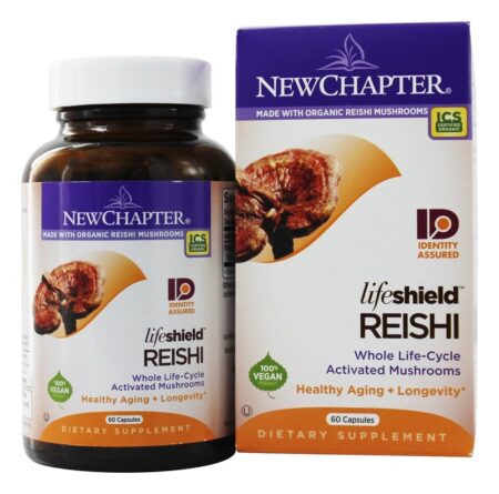 LifeShield Reishi Fórmula Antienvelhecimento Para Longevidade 100% Vegana - Cápsulas vegetarianas 60 New Chapter