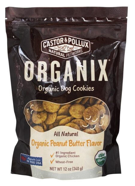 Organix Biscoitos Orgânicos para Cachorro Sabor a Manteiga de Amendoim - 12 oz. Castor & Pollux