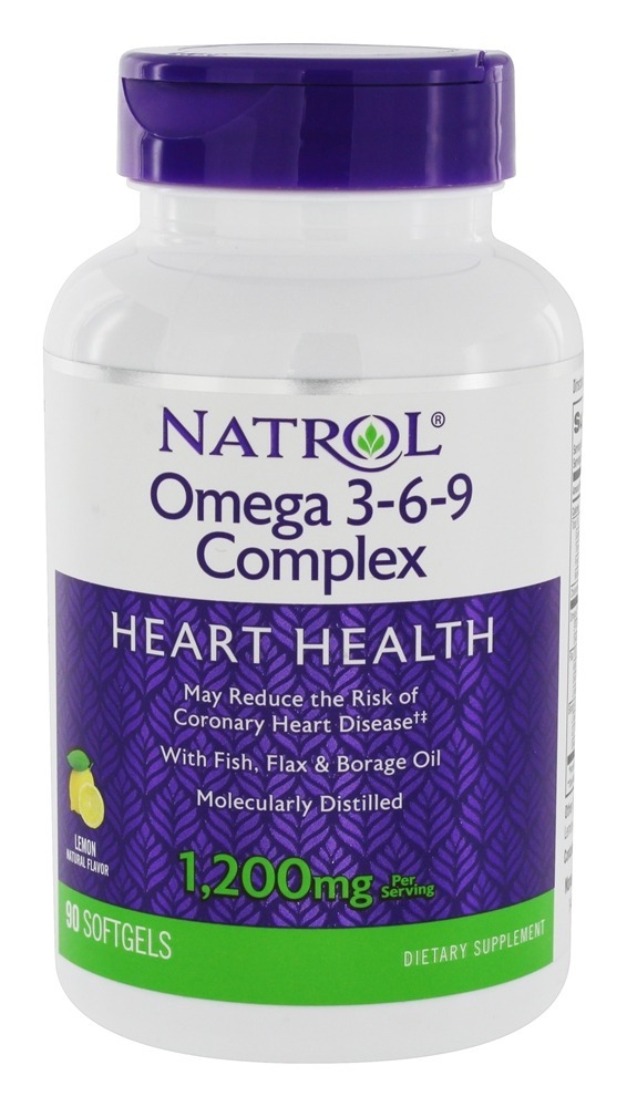 Complexo de Omega 3-6-9 Para a Saúde Cardíaca Sabor Limão 1200 mg. - 90 Softgels Natrol
