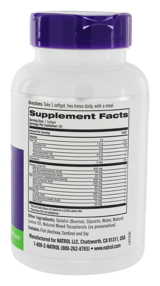 Complexo de Omega 3-6-9 Para a Saúde Cardíaca Sabor Limão 1200 mg. - 90 Softgels Natrol - Imagem 2
