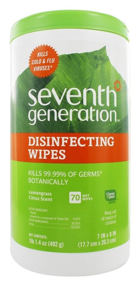 Desinfecção Wipes Limão Citrus Scent - 70 Limpe (s) Seventh Generation