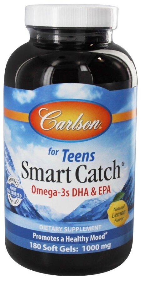 Captura inteligente de óleo de peixe norueguês Omega - 3 DHA & EPA Para adolescentes Lemon 1000 mg. - 180 Softgels Carlson Labs