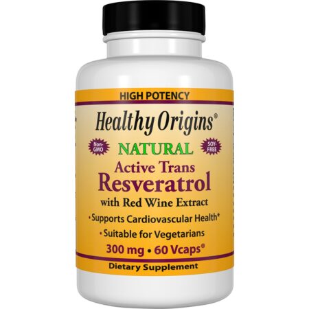 Resveratrol com Extrato de Vinho Tinto 300 mg. - Cápsulas vegetarianas 60 Healthy Origins