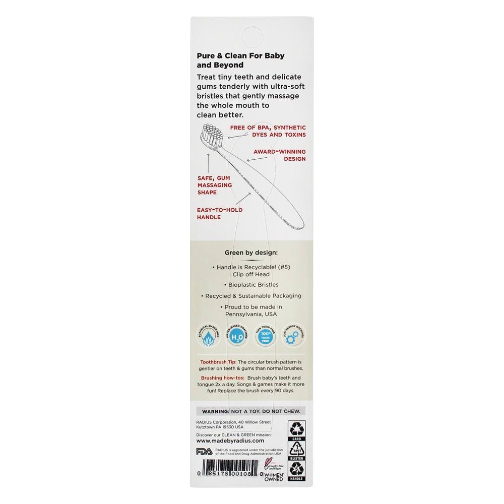 Pure Escova de dentes ultra macia Pure bebê 6 meses e mais Radius - Imagem 2