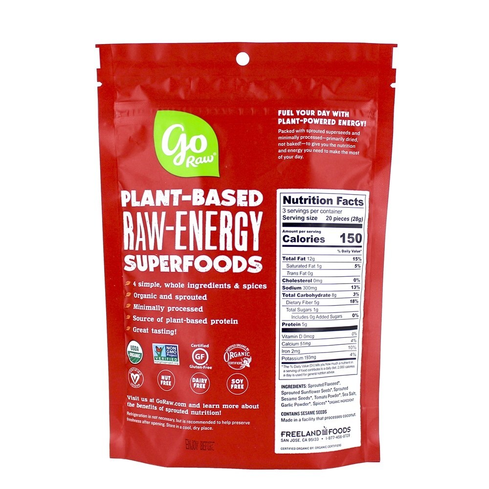 Sprouted Orgânico Flax Snax Zesty Pizza - 3 oz. Go Raw - Imagem 2