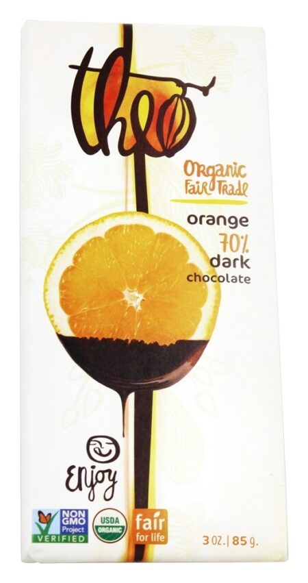 Orgânico & Feira Comércio 70% Escuro Chocolate Bar Laranja - 3 oz. Theo Chocolate