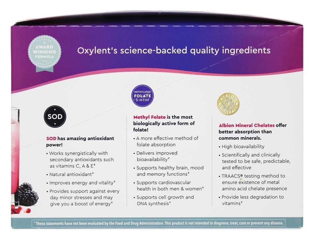 5-em-1 Bebida Multivitamínica Sabor Amora & Romã - 30 Pacotes (s) Oxylent - Imagem 3