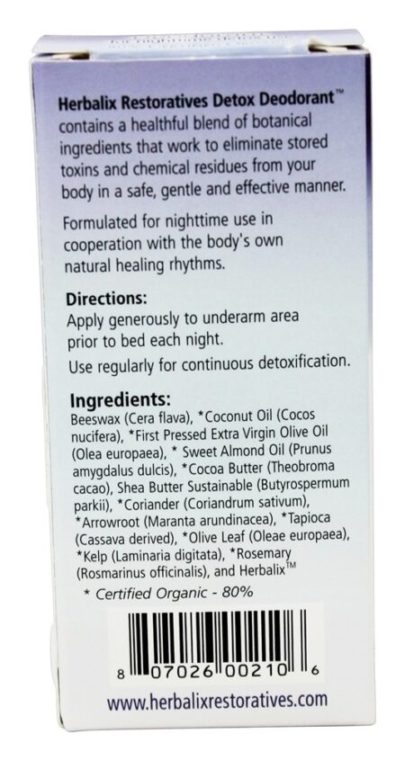 Desodorante de desintoxicação para uso noturno de desintoxicação - 2.5 oz. Herbalix Restoratives - Image 2