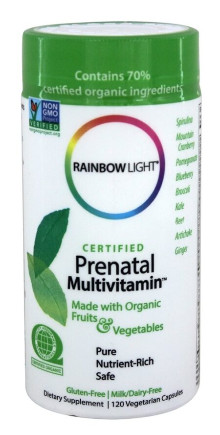 Multivitamínico pré-natal certificado com produtos orgânicos - Cápsulas vegetarianas 120 Rainbow Light