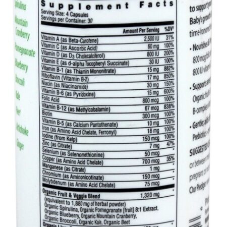 Multivitamínico pré-natal certificado com produtos orgânicos - Cápsulas vegetarianas 120 Rainbow Light - Imagem 2
