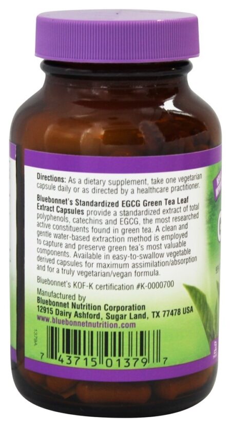 Extrato de folha de chá verde padronizado EGCG - Cápsulas vegetarianas 120 Bluebonnet Nutrition - Image 3