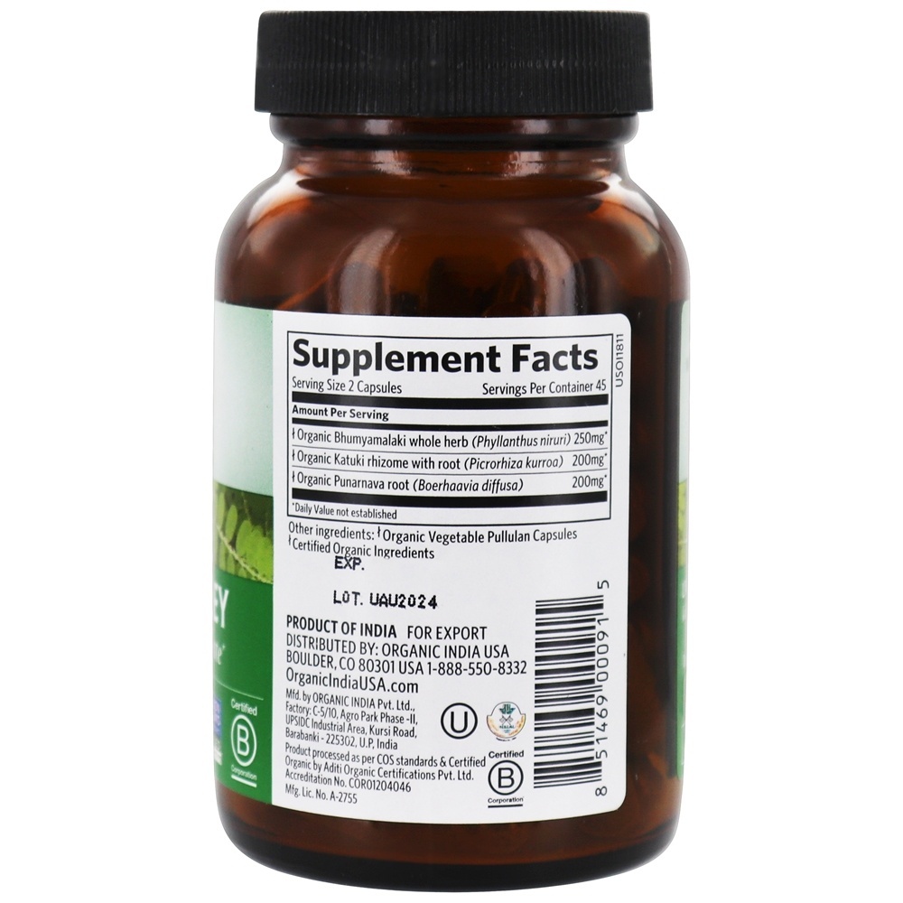 Cuidados com os rins do fígado desintoxicar e rejuvenescer - Cápsulas vegetarianas 90 Organic India - Imagem 2