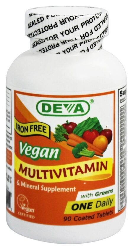 Suplemento Multivitamínico & Mineral Vegano Diário Sem Ferro - 90 Comprimidos revestidos Deva Nutrition