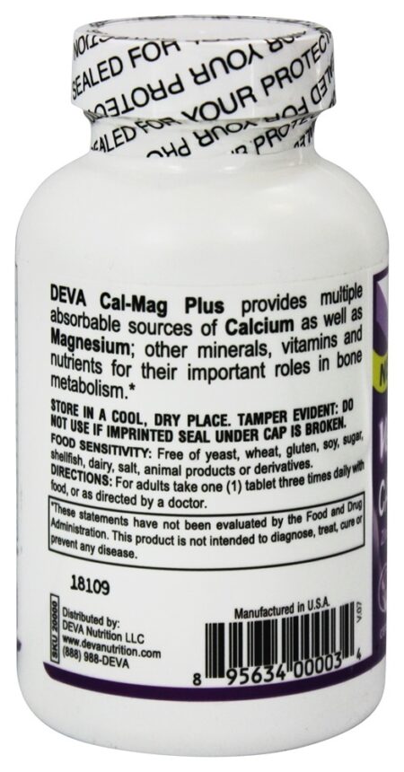 Vegan Cálcio Magnésio Mais - 90 Tablets Deva Nutrition - Image 3