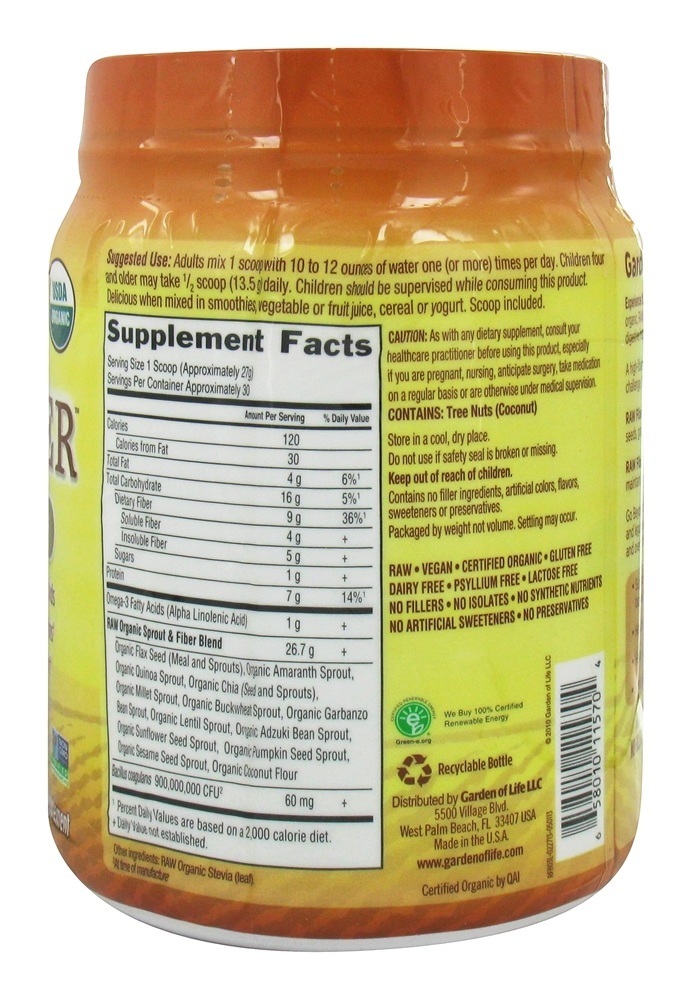 Fibra RAW - 1.77 lbs. Garden of Life - Imagem 2